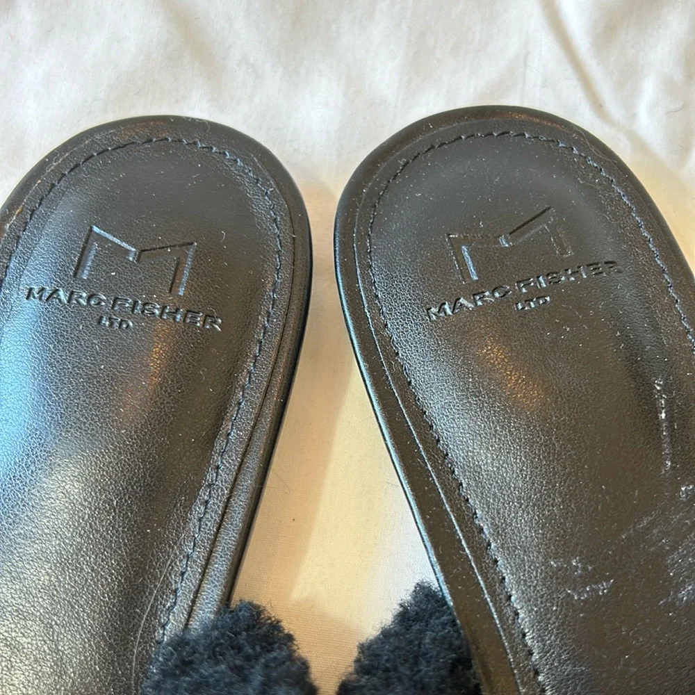 Marc Fisher LTD Womens Black Sibrinna Shearling Mules-Size 10 M   NWOB - Picture 5 of 9